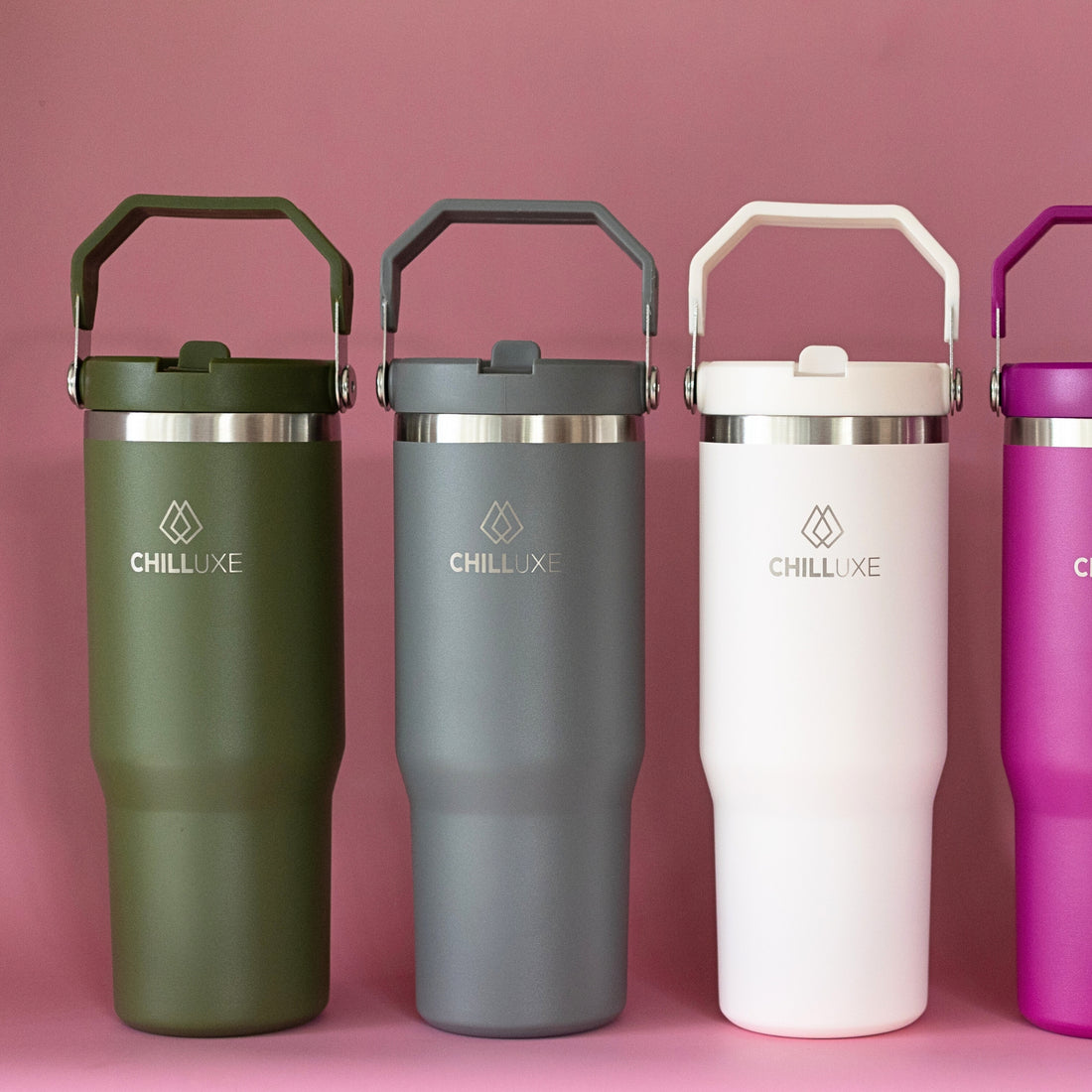 Double Wall Stainless Steel Flip Straw Tumbler - 880ml
