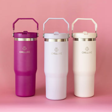 Double Wall Stainless Steel Flip Straw Tumbler - 880ml