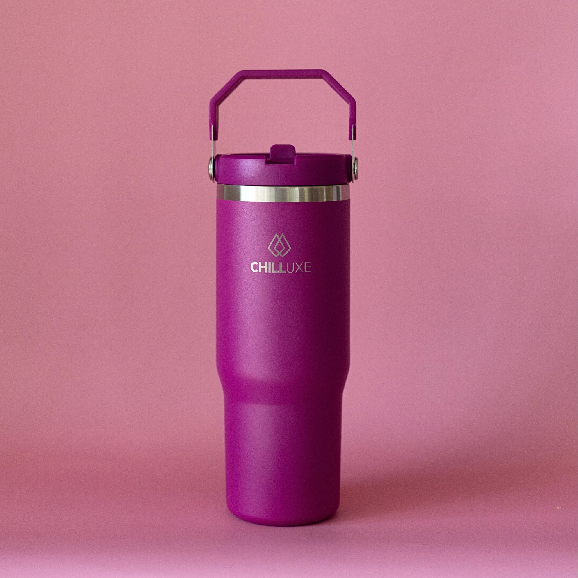 CHILLUXE Double Wall Stainless Steel Flip Straw Tumbler – 880ml