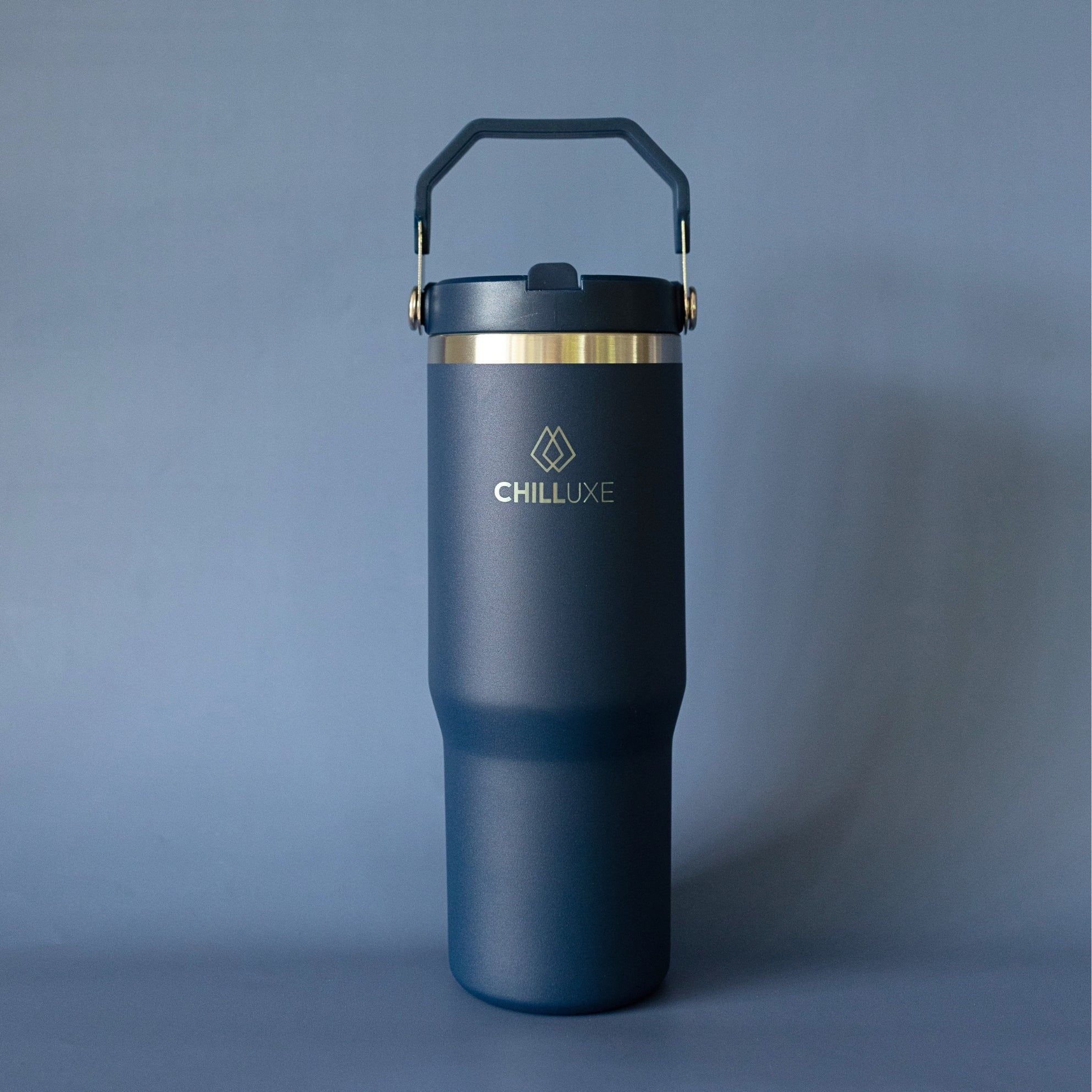 CHILLUXE Double Wall Stainless Steel Flip Straw Tumbler – 880ml