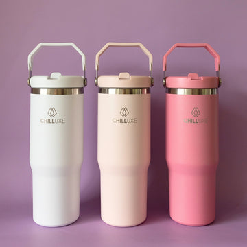Double Wall Stainless Steel Flip Straw Tumbler - 880ml
